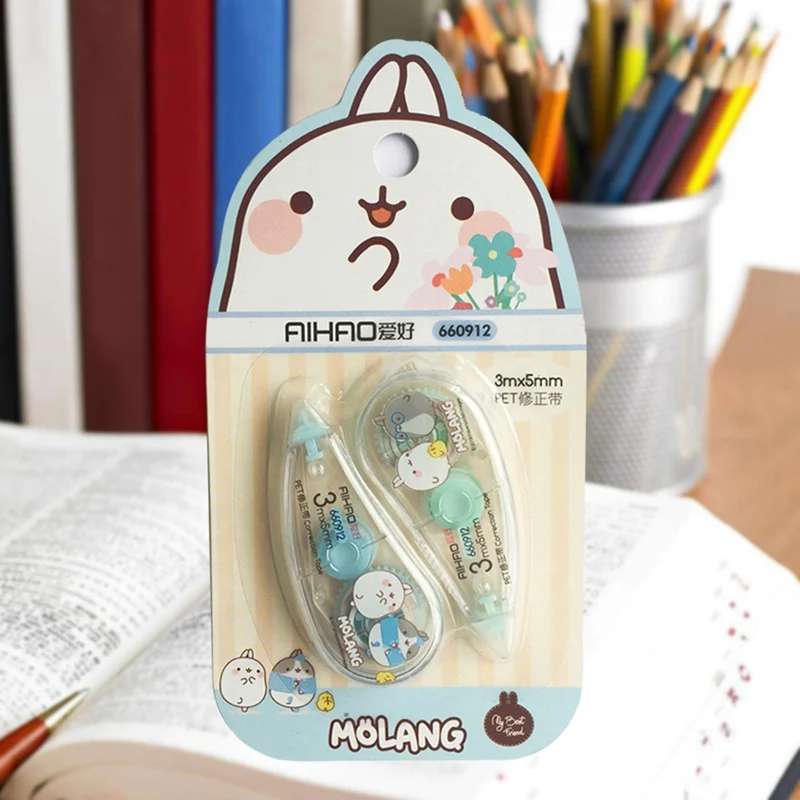 2 шт./упак. счастье Molang пресс тип практические коррекции клейкие ленты дневник канцелярские школьные принадлежности для студентов