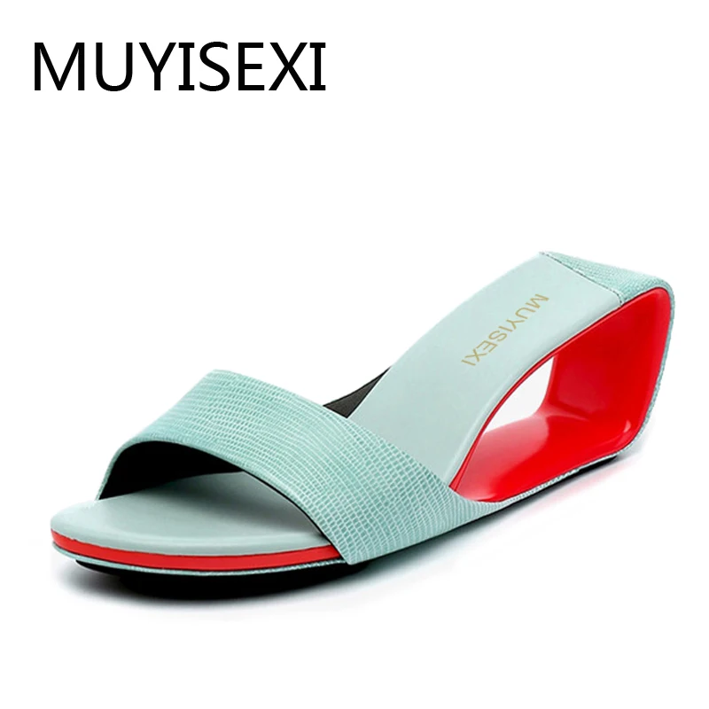 Zapatillas de verano para mujer, sandalias de marca de diseñador, tacón de cuña de 6 cm, zapatillas de tacón alto HL148 MUYISEXI