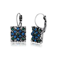 huimei vintage drop earring for women blue green crystal statement hanging female earrings fashion jewelry brincos 2022