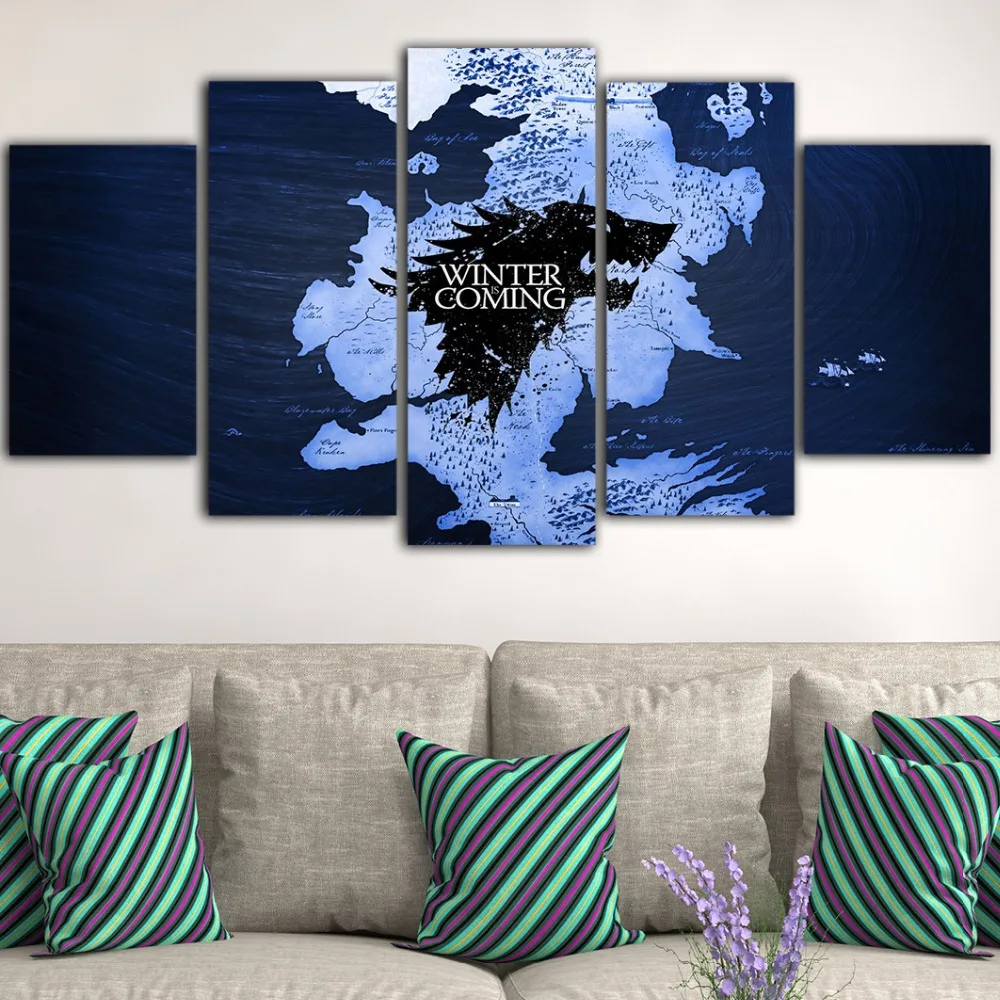 5 штук Игра престолов постеры и принты Гостиная Холст Картина Tableau росписи Pintura