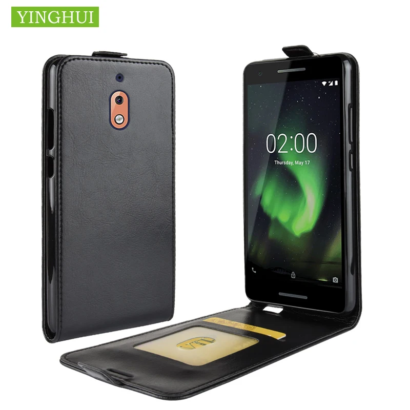 Кожаный чехол для Nokia 2 2018 Lichi Skin Магнитный флип телефона из искусственной кожи 1