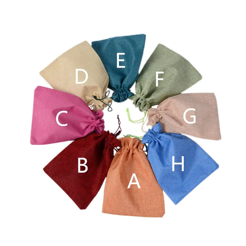 Wine Red Jute Bag Wedding Gift Drawable 17x23cm 50pcs Jewelry Pouch Favor Candy Bracelet Charms Packaging H2315 | Украшения и