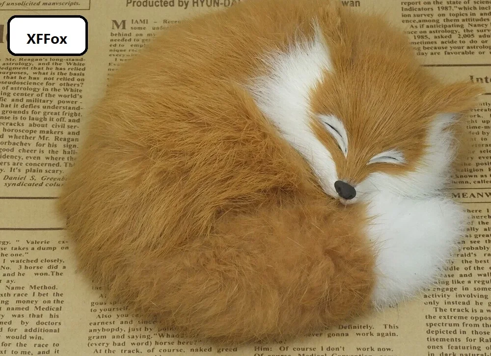 

cute real life yellow fox model plastic&furs simulation sleeping fox doll gift about 14x5cm xf1719