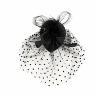 fashion new style elegant hair clip lady black feather cocktail hat for party hair clip mesh veil hair band hair accessories