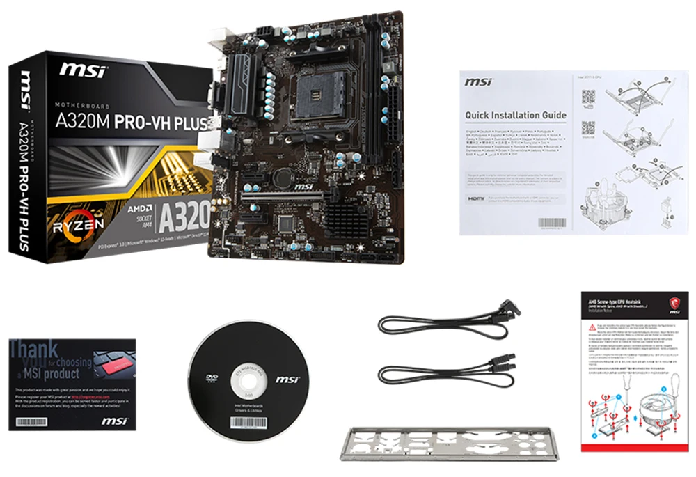 Новая оригинальная материнская плата MSI A320M PRO-VH PLUS, разъем AM4 DDR4, USB2.0, USB3.1, VGA, HDMI, 32 ГБ, настольная материнская плата