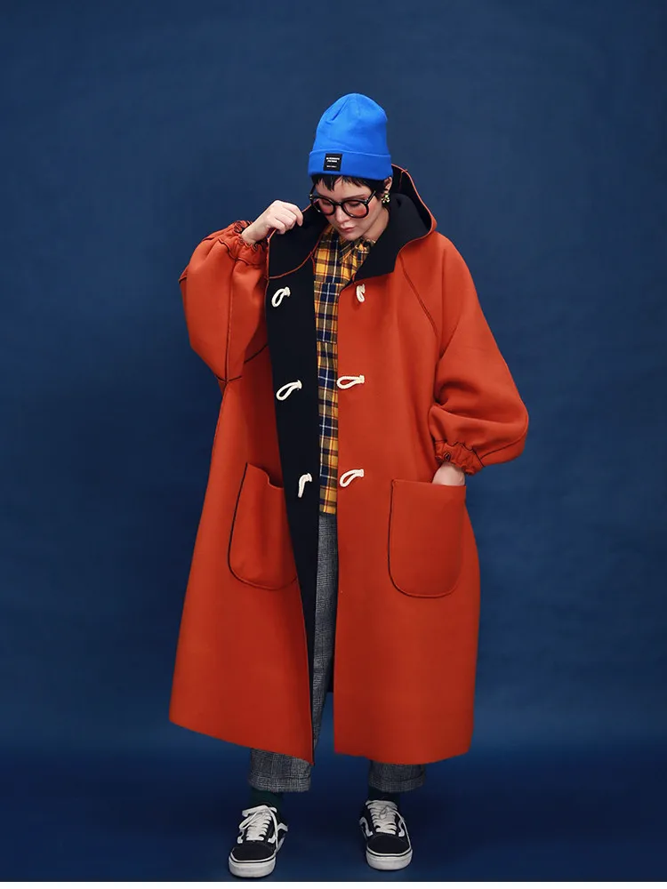 Длинный Женский Тренч из флиса с капюшоном 2020|trench coat long|trench coatfleece trench |