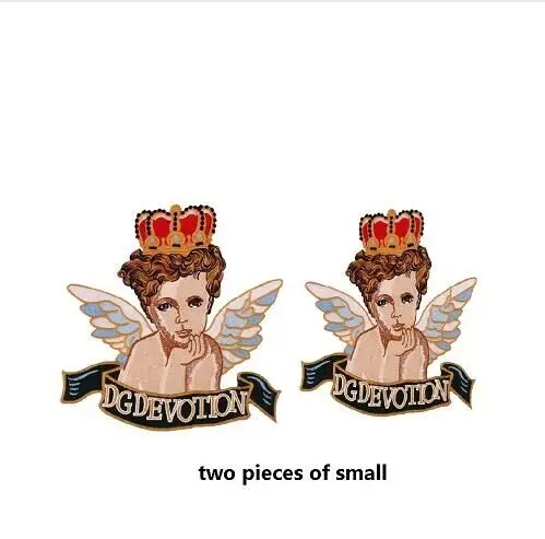 

DZ 2pcs/lot New Arrival Crown Angel Patches for Clothes Jeans Big Motif Embroidery Applique Fashion Embroidered Patch Sewing DIY