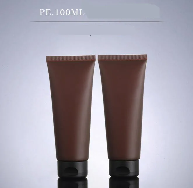 

300pcs/lot 100ml Brown Plastic Soft Tubes Empty Cosmetic Cream Emulsion Lotion Packaging Containers Amber cream jars containers