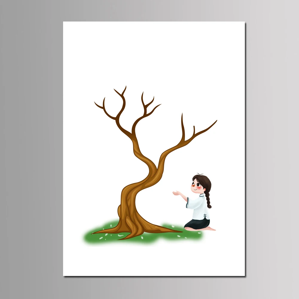 Baby Boy Girl Baptism Party Favor DIY Fingerprint Tree Guest Book Kids Birthday Gift Event Decor Customized Canvas Painting - Цвет: KD-44