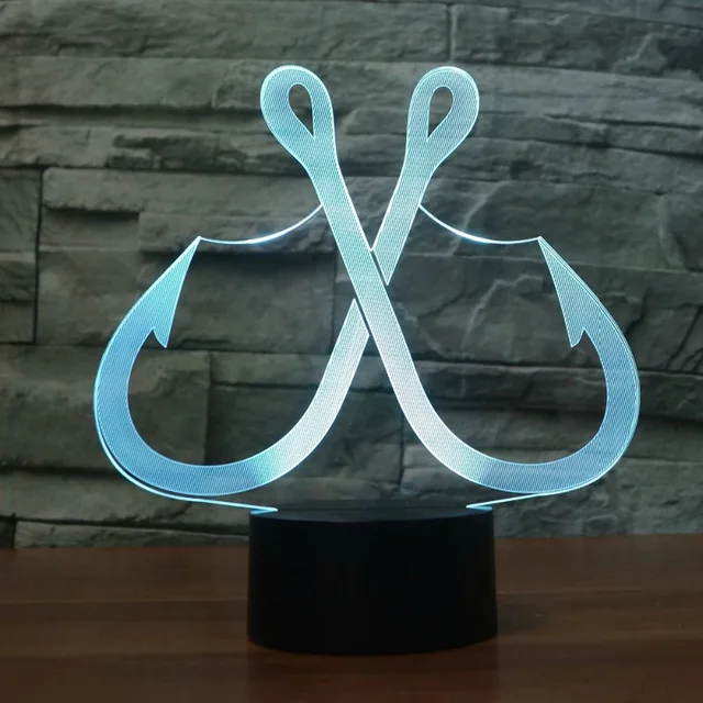 

3D LED Night Light Fishing Hook Model 7 Colors For Home Decoration Table Lamp Children Xmas Gift
