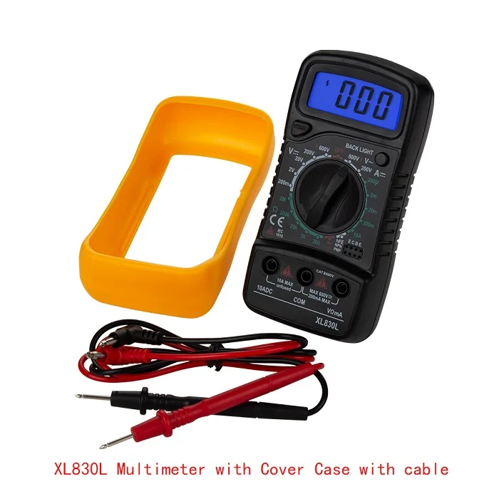 XL830L with cover XL830L портативный цифровой мультиметр с подсветкой AC/DC Амперметр Вольтметр Ом Тест er Ручной ЖК-дисплей Напряжение Ток измеритель мощности тест - Цвет: XL830L with cover