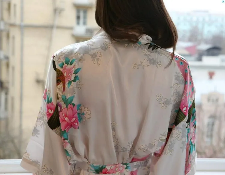 Шелк Для женщин короткие нижнее белье кимоно халат сексуальный Peignoir Femme для