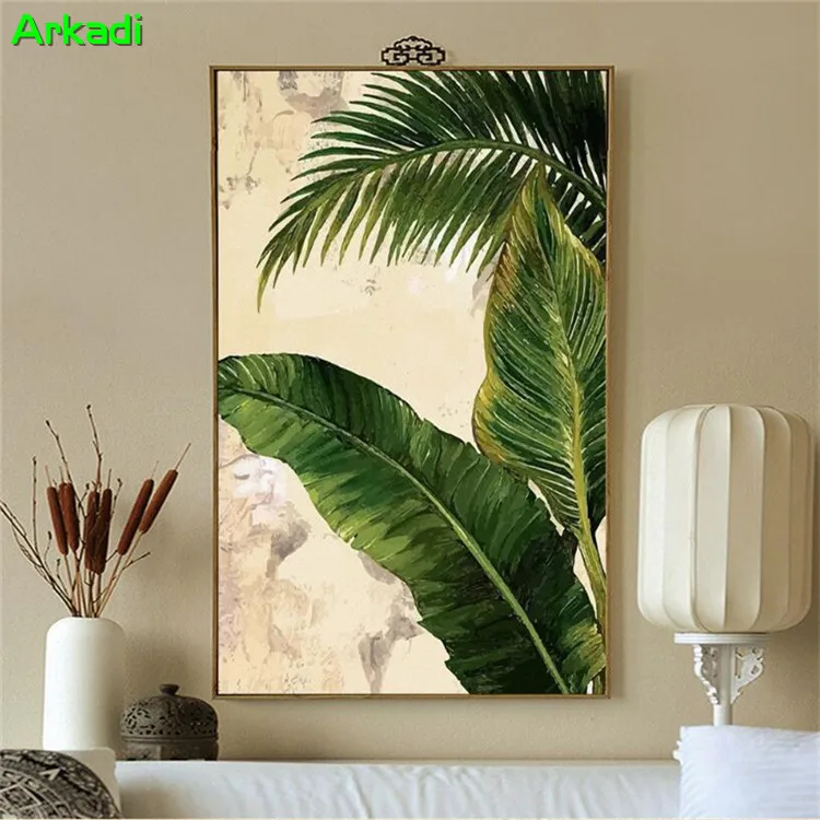 Custom photo Southeast Asian style tropical palm banana leaf paintings living room hallway entrance background wall | Обустройство