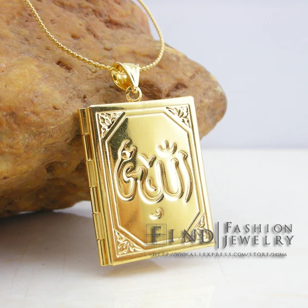 Islam allah jewelry muhammad gold Filled Muslim Islamic quran books pendant women girl &amp men unisex Ramadan Gifts 2pcs/lot | Украшения и