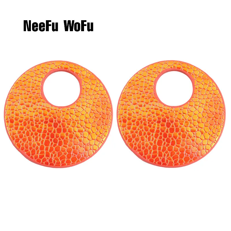 Большие серьги NeeFu WoFu из кожи с эффектом вспышки женские круглые большие