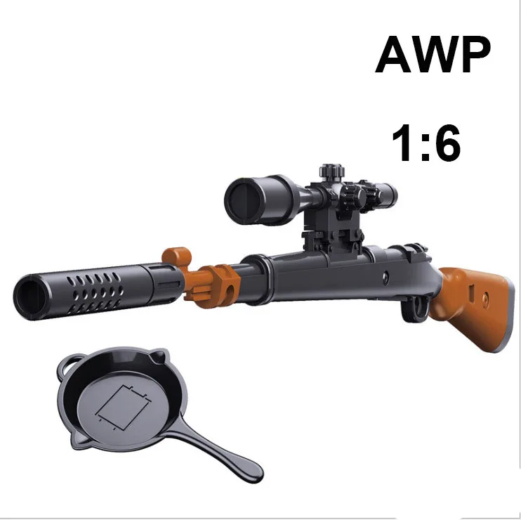 1:6 AK47 SCAR M14 M16 AWP винтовка пластиковый пистолет в сборе модель игрушки для 1" фигурки строительные блоки игрушечный пистолет для детей - Цвет: AWM