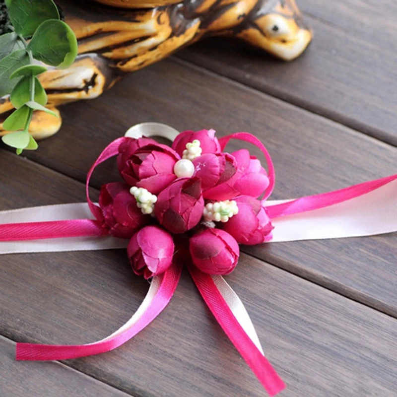 

2017 Real 20pcs/lot Wedding Prom Wrist Corsage With Bracelet Bride Flowers Decorative Flowers&Wreaths Free Shipping