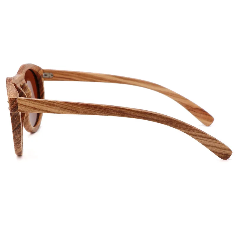 Vintage Women Round Wooden Sunglasses Polarized Mens Sun Glasses Brand Designer Zebra Wood