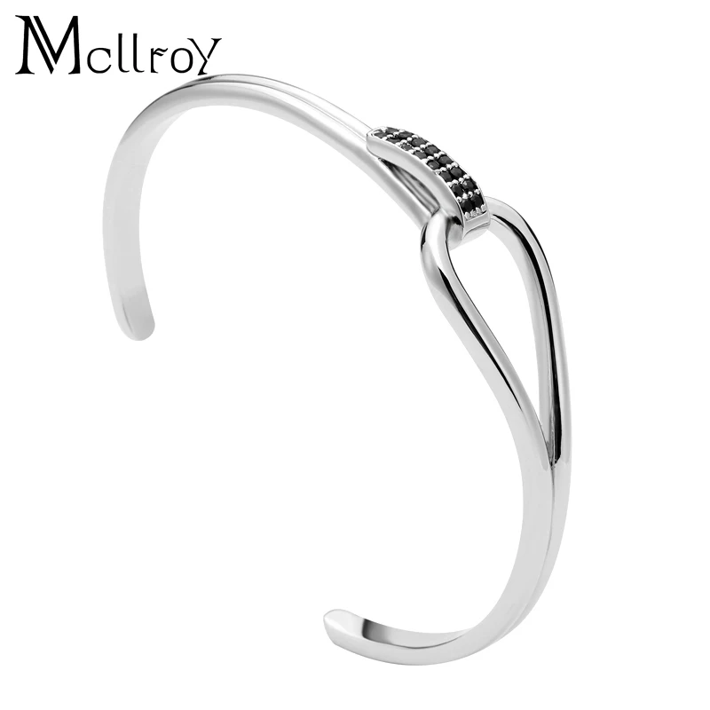 Mcllroy, бренд, для мужчин, известный бренд, браслеты, Micro Pave, черный CZ& Золотой браслет на запястье, Открытый браслет, браслеты для мужчин и женщин, ювелирные изделия
