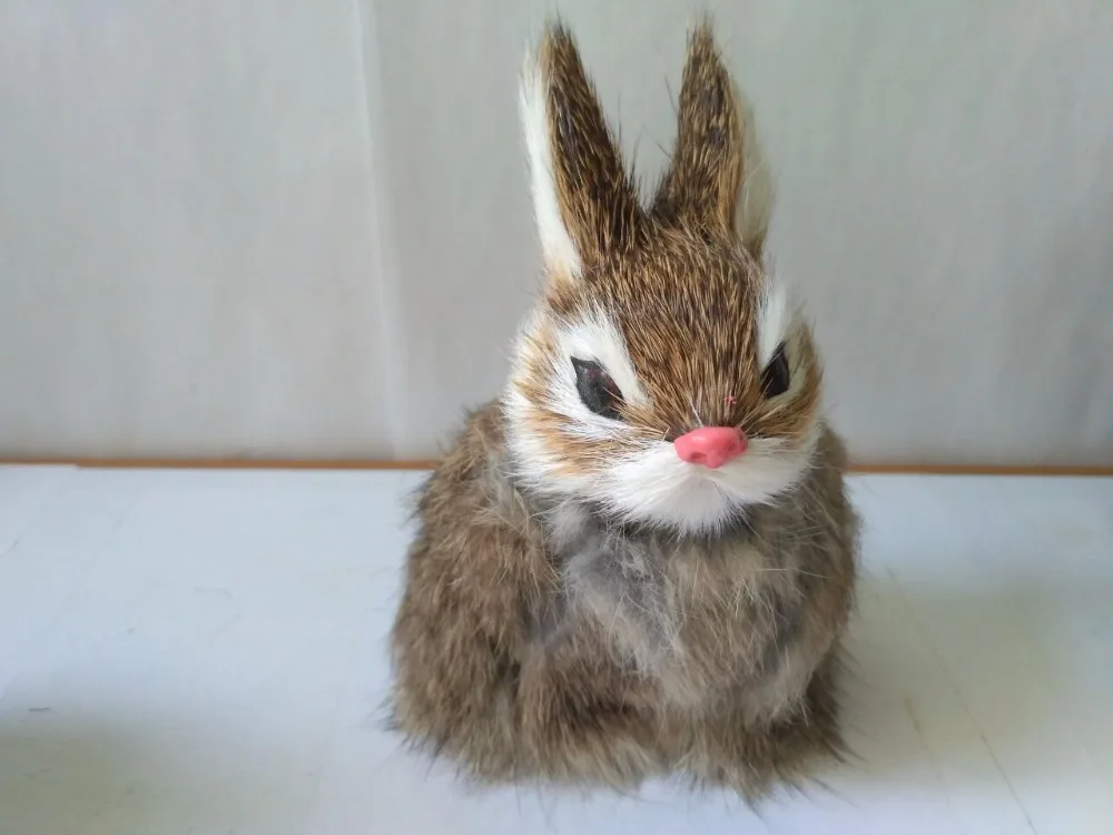 

Искусственный кролик из пластика и пуха, модель кролика цвета хаки 8x9x13 см, реквизит для украшения дома, подарок d2420