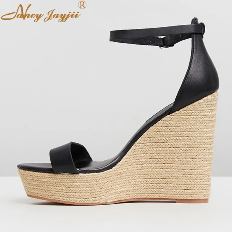 

Women Sandals Female Adult Shoes Wedges Platform Ankle-Wrap Buckle Super High Wedges heel Leisure Classics Sexy Nancyjayjii 2019