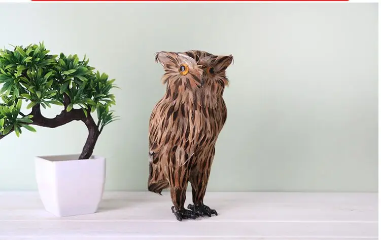 Новая модель коричневой Совы из смолы и меха сова игрушка подарок около 23x11x14 см