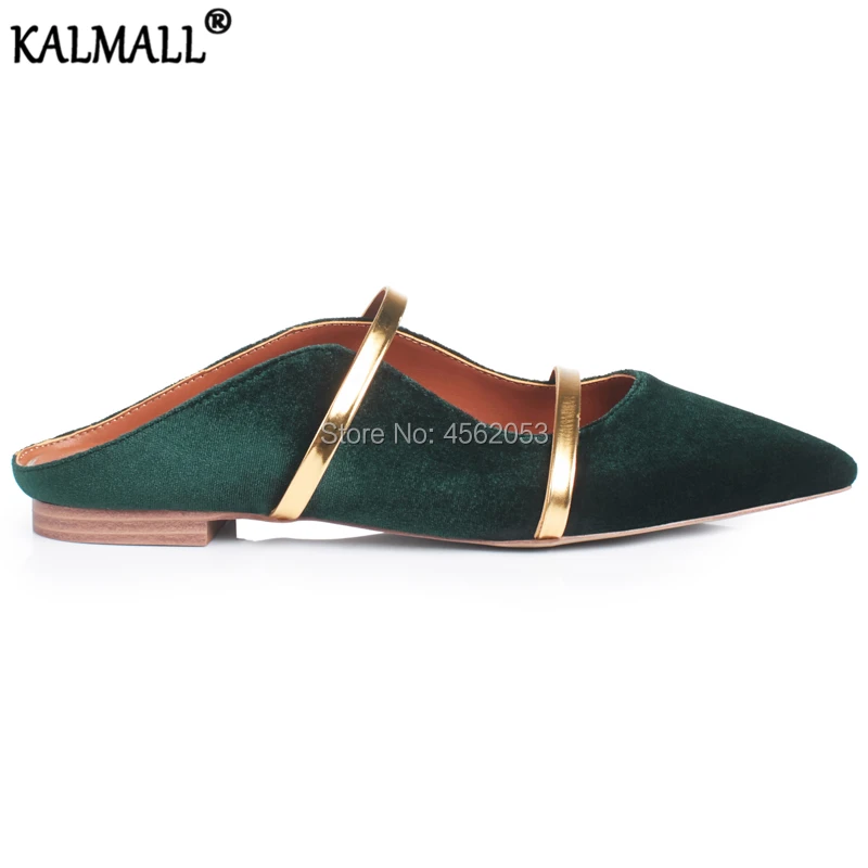 Шлепанцы KALMALL женские бархатные сланцы гладиаторы заостренный носок без