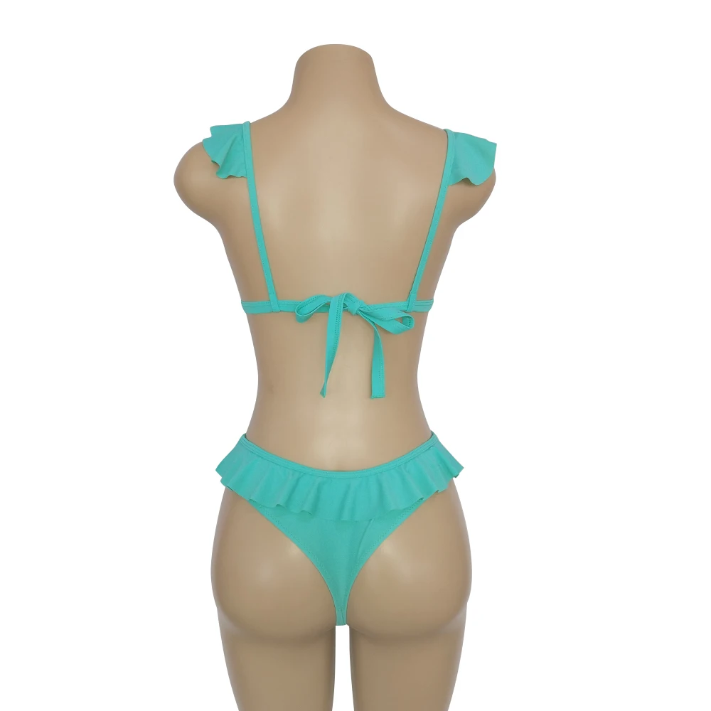 2019 новые купальники женские сексуальные Раффлед открытая спина треугольник пуш