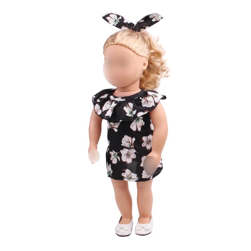 18 inch Girls doll dress Summer print + headband American new born clothes Baby toys fit 43 cm baby c504 | Игрушки и хобби