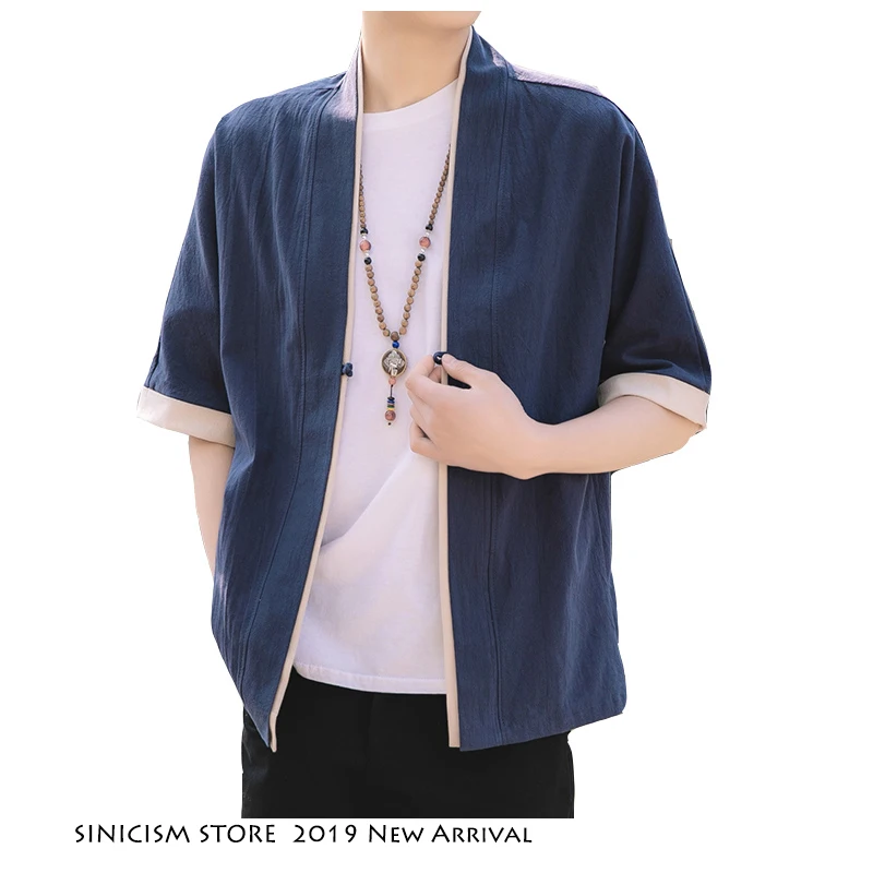 Sinicism Store 2020 Мужской Хлопковый льняной Тренч уличная Мужская винтажная