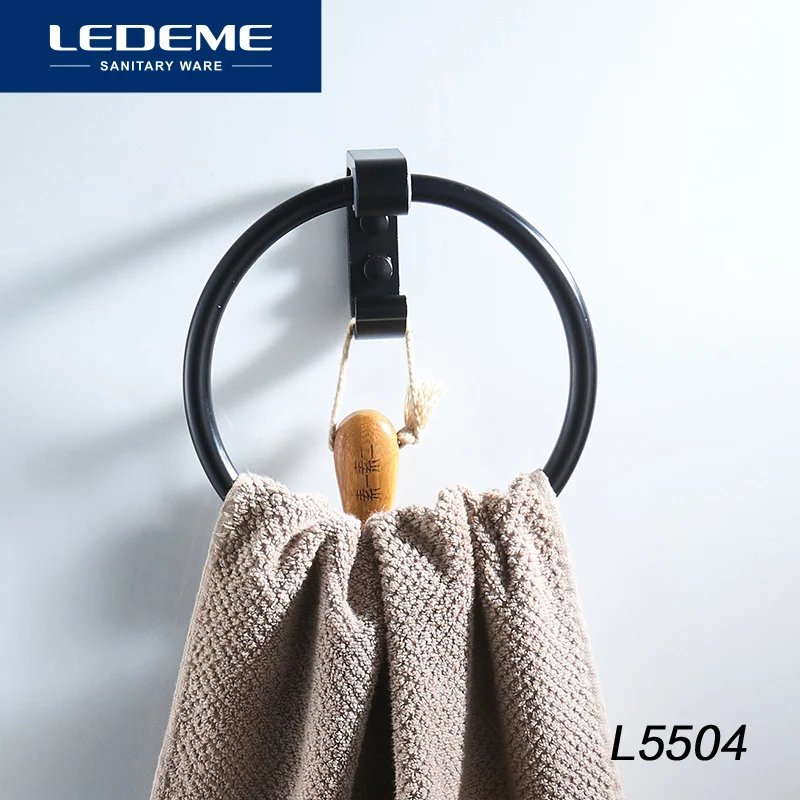 Кольца для полотенец LEDEME держатель черного цвета из лакированного алюминия