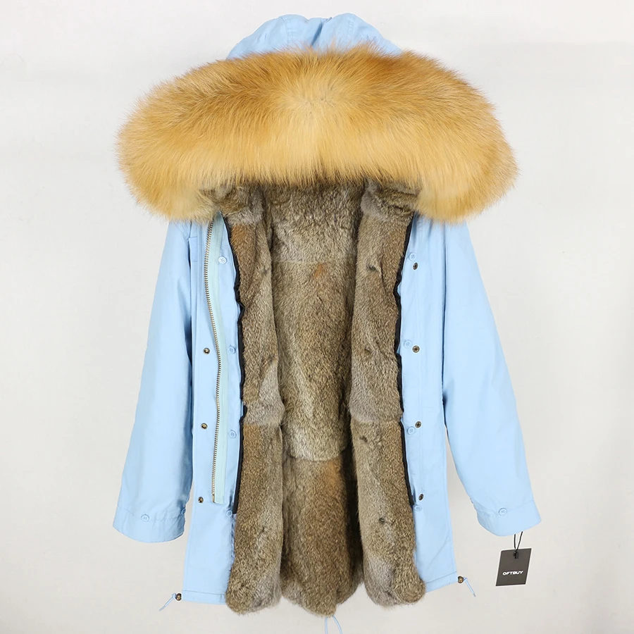 12 OFTBUY, зимняя женская куртка, длинная парка, настоящий золотой Лисий мех, воротник, капюшон, натуральный мех кролика, подкладка, толстая, теплая, парка, уличная одежда - Цвет: 12