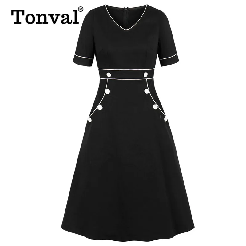 Женское двубортное платье Tonval повседневное облегающее офисное трапециевидной