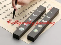 a pair paperweights black catalpa wood inlay shell pattern chinese water ink brush painting calligraphy sumi e tool