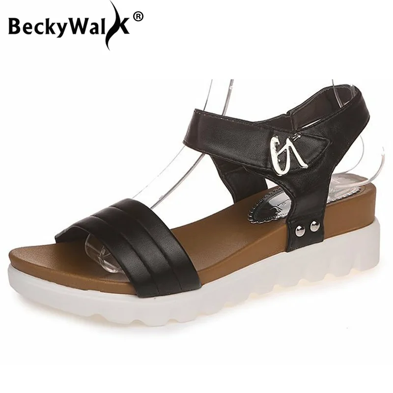 Босоножки BeckyWalk женские на танкетке сандалии гладиаторы платформе с открытым