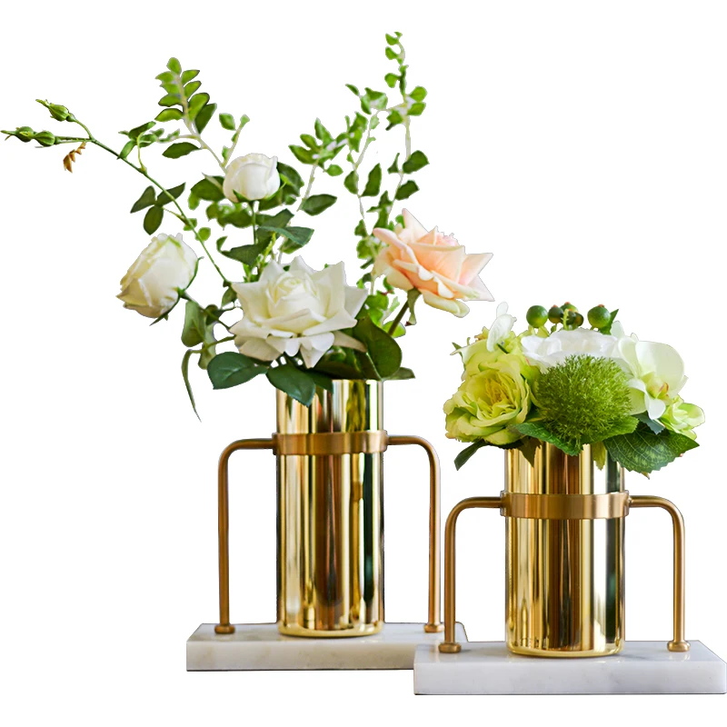 

Europe Creative metal Glass flowers vase home decor crafts room decoration objects parlor Dried flowers vase study ornaments
