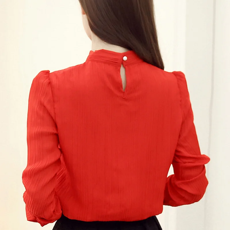 Женская шифоновая рубашка с длинным рукавом и бантом офисная одежда