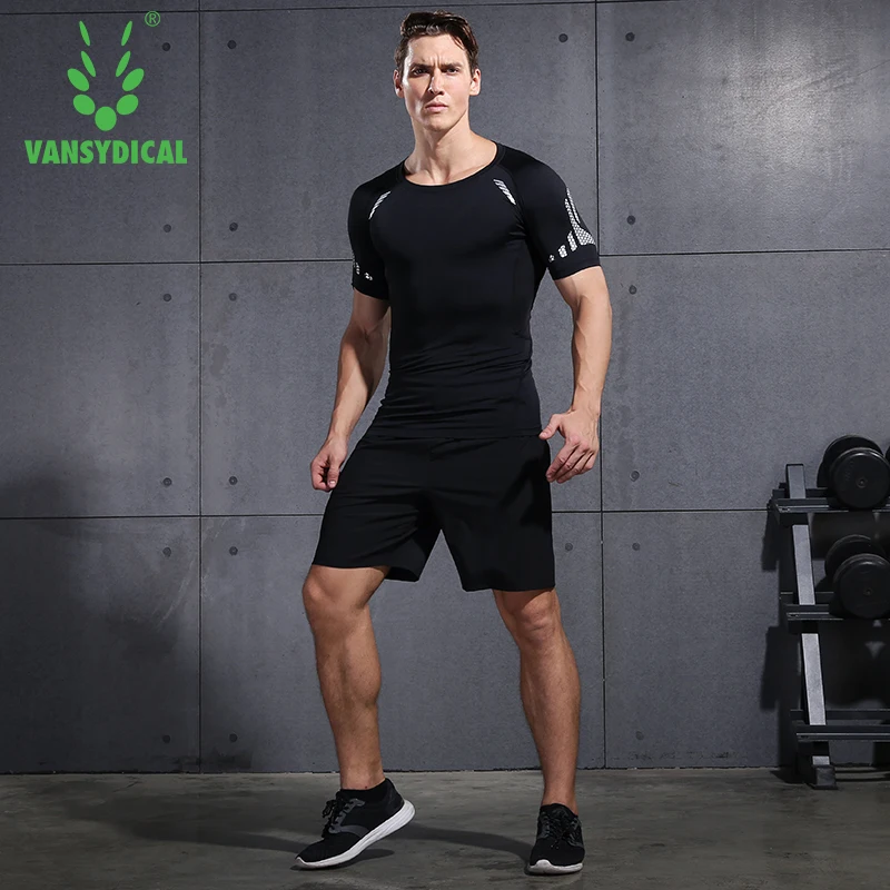 VANSYDICAL 2 шт. Фитнес одежда спортивный костюм Для мужчин спортивная быстросохнущая