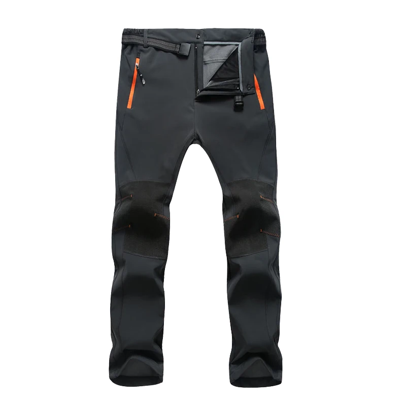 Men Gray Мужские зимние теплые толстые флисовые брюки из кожи акулы, женские эластичные водонепроницаемые повседневные длинные брюки, спортивные брюки, брюки-карго из софтшелла - Цвет: Men Gray