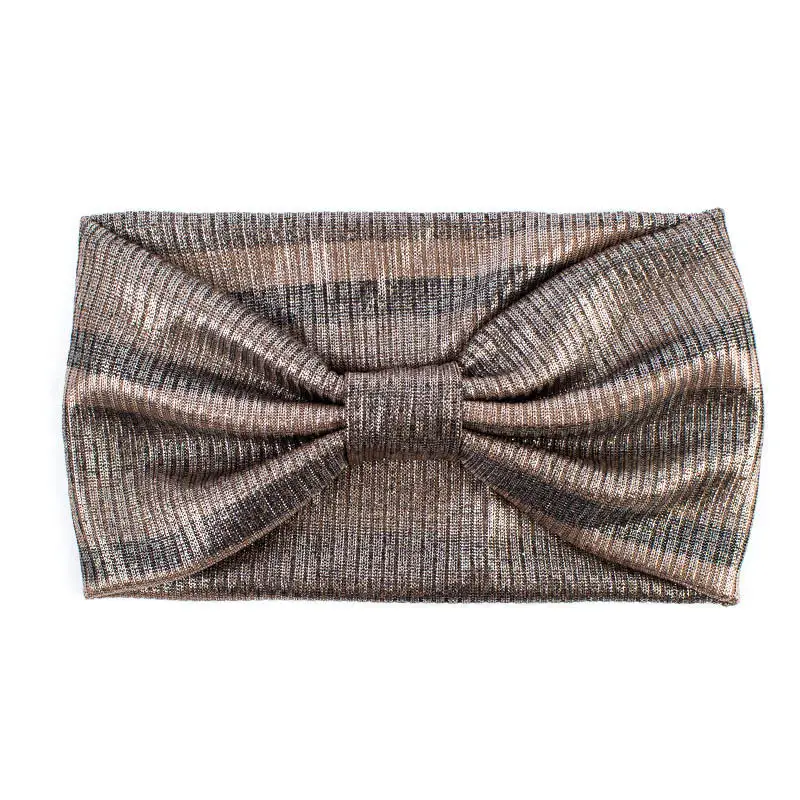 Женская эластичная повязка на голову в полоску с металлическим блеском - купить