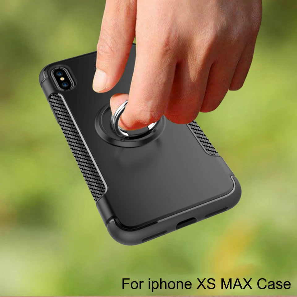 Чехол для телефона с перстнем и подставкой Apple iphone XS MAX X 8 7 Plus ПК ТПУ деловой