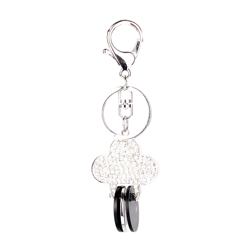 

High Quality Drip Alloy Keychain Chaveiro lucky Clover rhinestone crystal KeyChain for women stainless Key Ring