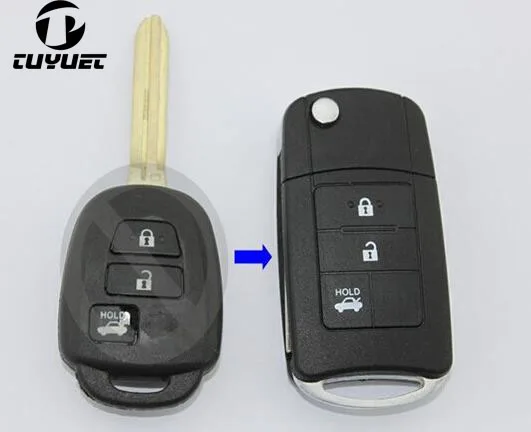 

3 buttons Car Blanks FOB Key Case For Toyota Camry Flip Modified Key Shell FOB