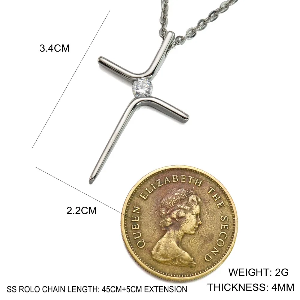Женское ожерелье с подвеской крестом из нержавеющей стали|rolo chain|pendant necklacegold silver |