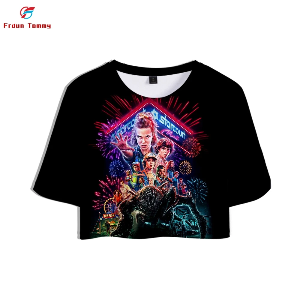 Женская футболка с объемными рисунками Повседневная крутая укороченная Новинка