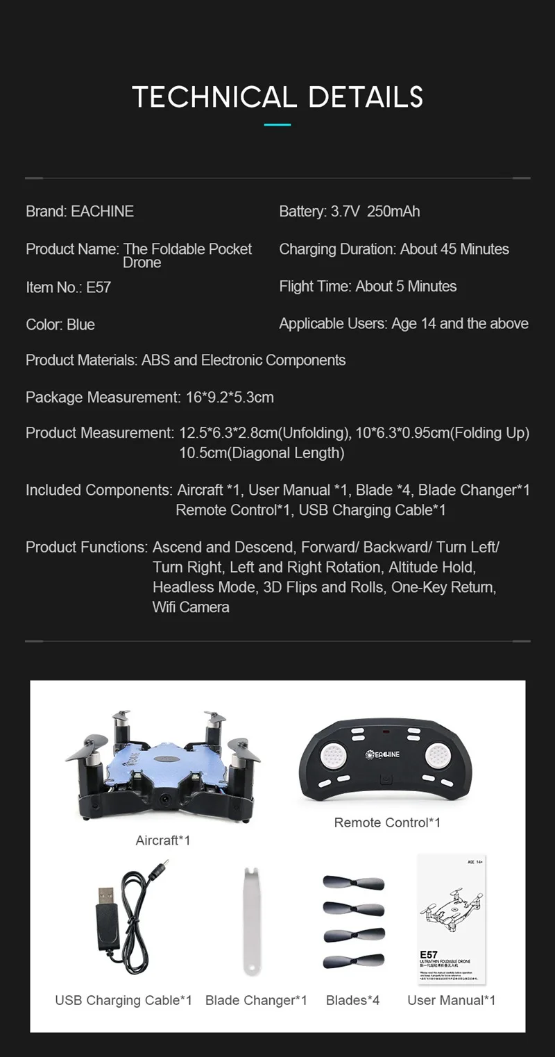 Eachine E57 Wi-Fi FPV селфи Дрон с камерой 720P Авто Складная рукоятка высота удержания Мини RC Дрон Квадрокоптер RTF VS H49 H37