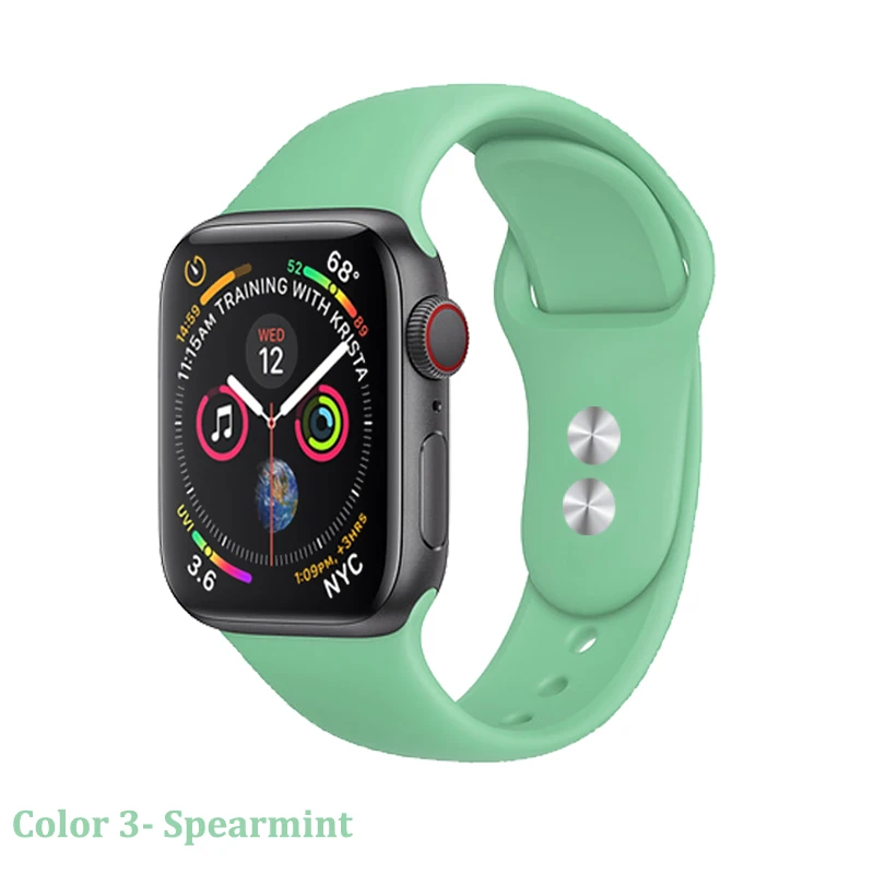 Спорт Силиконовый ремешок для Корреа Apple watch группа 4 44 мм 40 iwatch 3 2 42mm 38 браслет pulseira