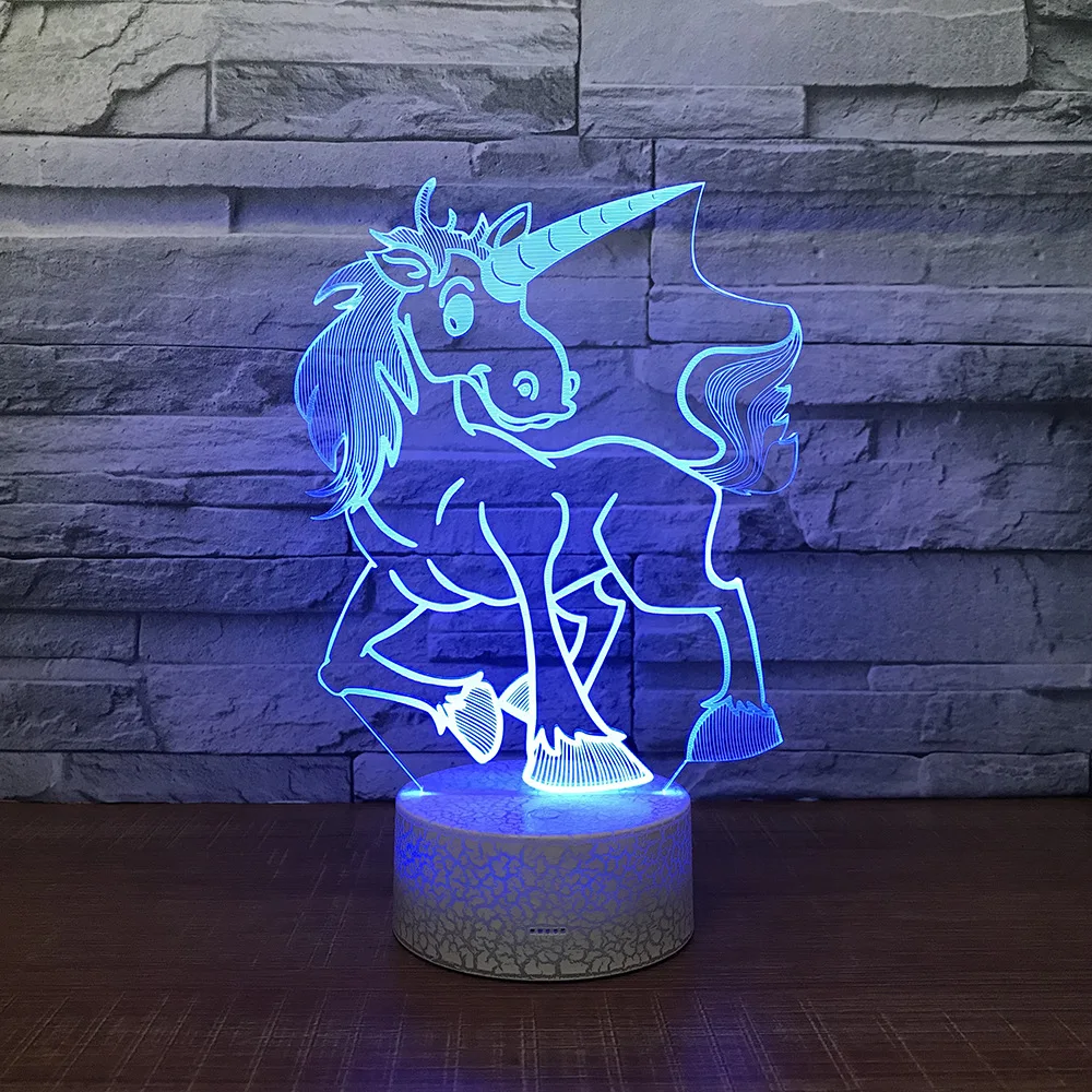 

Unicorn Horse Night Light Lamp 3D LED Lamp 7 Colorful Table Lamp For Kids Christmas Gift White Base with Touch Switch / Remote
