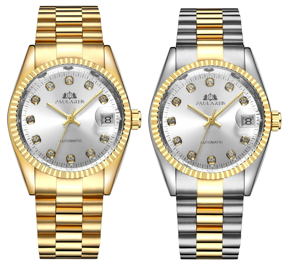 Мужские автоматические механические часы из нержавеющей стали Datejust роскошный простой: золото, серебро 2 тона всего 36 мм часы с датой