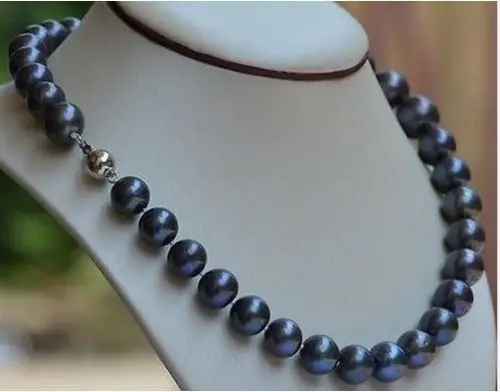 

Hot Sell beautiful natural black blue akoya pearl 10-11mm 18 inch necklace